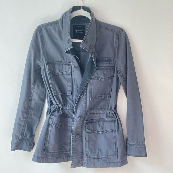 Women's Madewell Washed Gray Canvas Jacket sz. S #AM - Picture 4 of 12